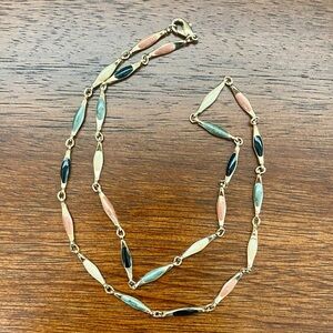 Vintage Necklace Women’s 22” Multicolor Enamel Glass Retro Boho